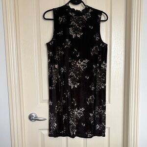 Black Velvet Floral Mini Dress